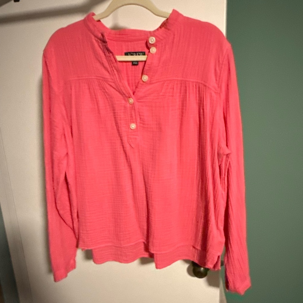 JCrew double gauze popover long sleeve top, XL